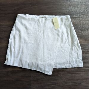 NWT Abercrombie & Fitch Women's White Linen Blend Skort Coastal Summer Size L
